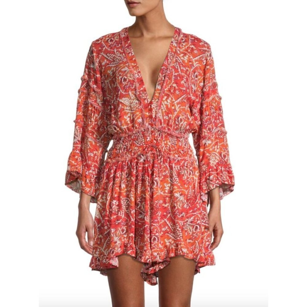 Iro Floral Print Lightweight Romper Red Womens Size FR 36 US 4